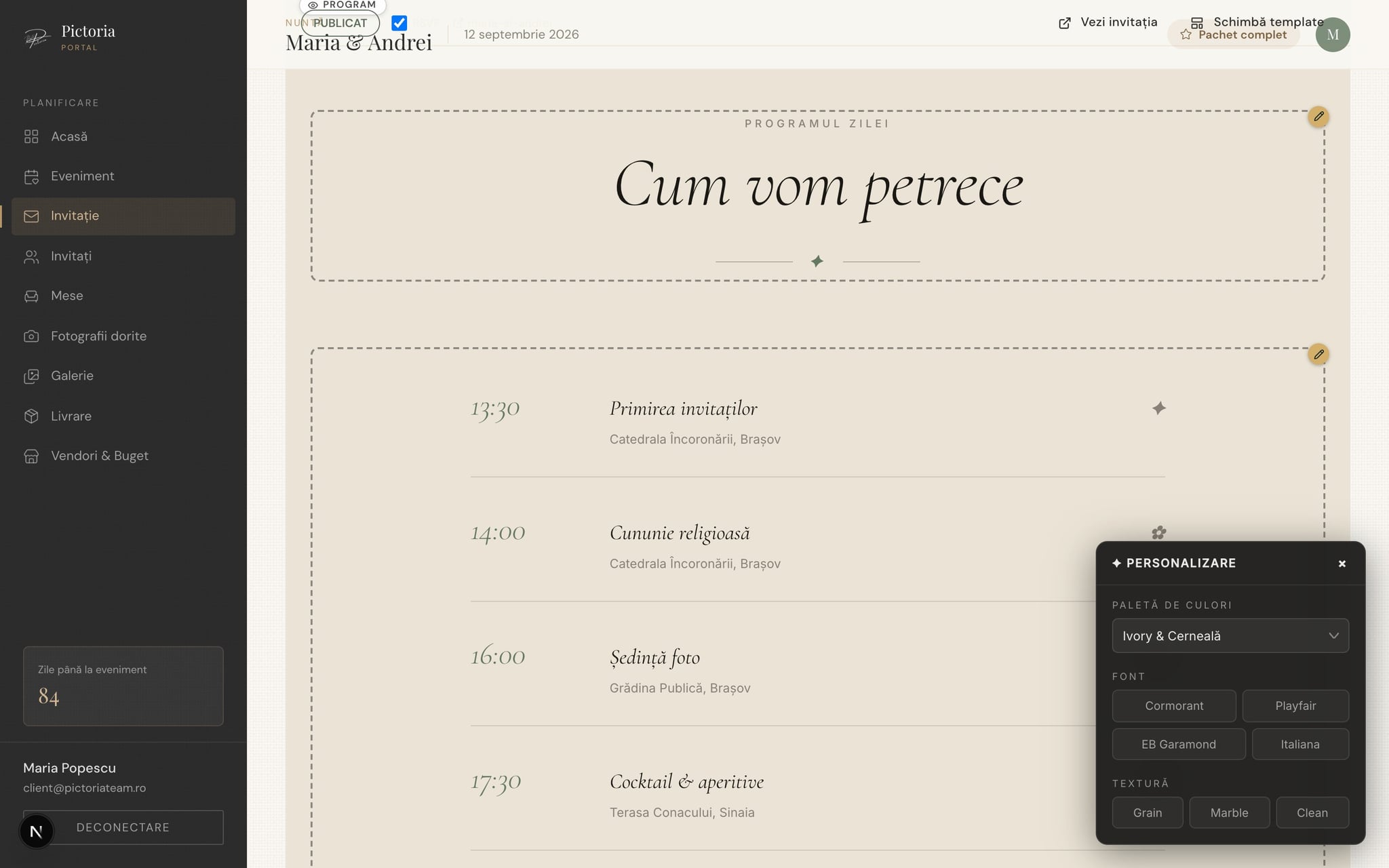 Portal Pictoria — Program Eveniment