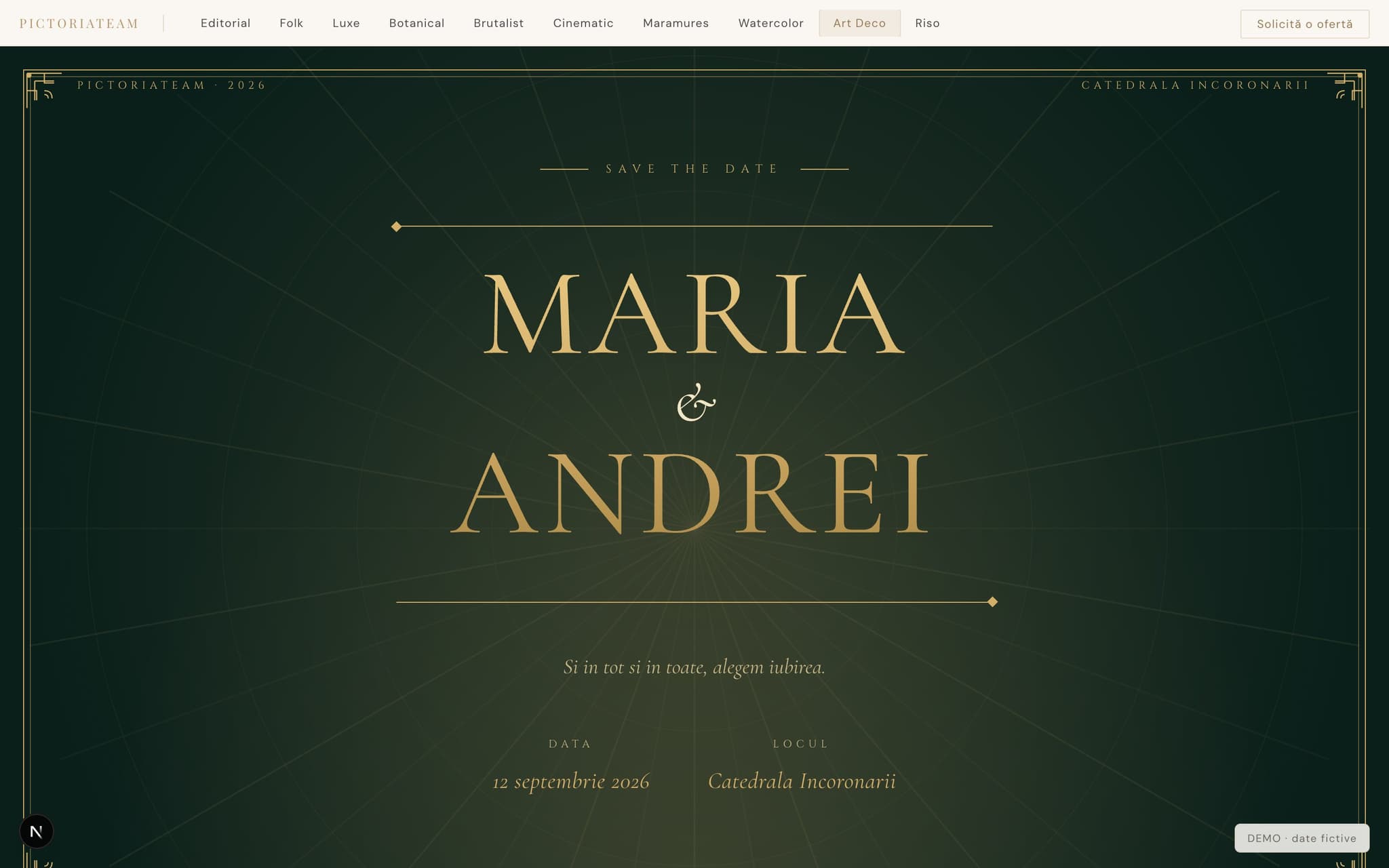 Sablon invitatie Art Deco