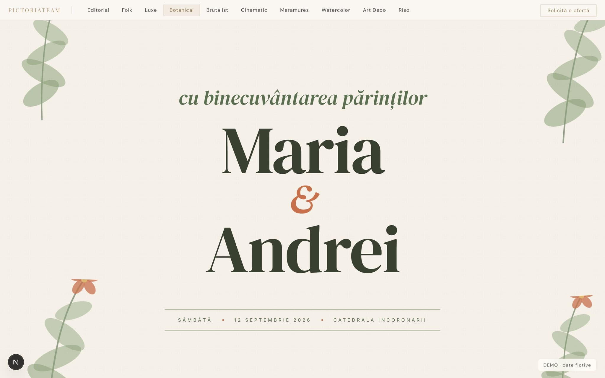 Sablon invitatie Botanical