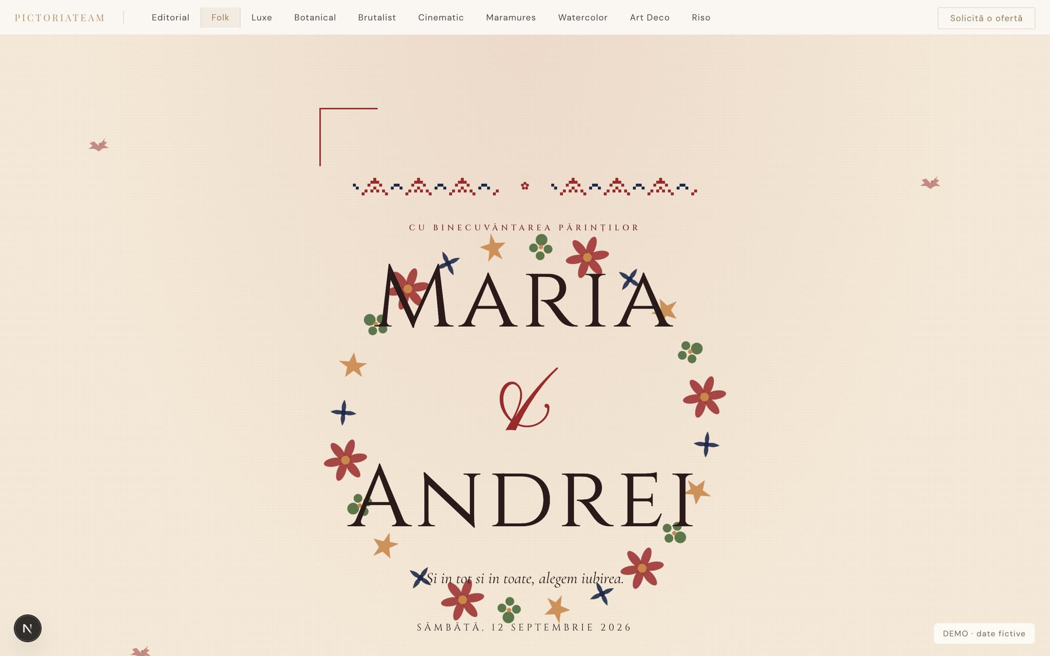 Sablon invitatie Folk