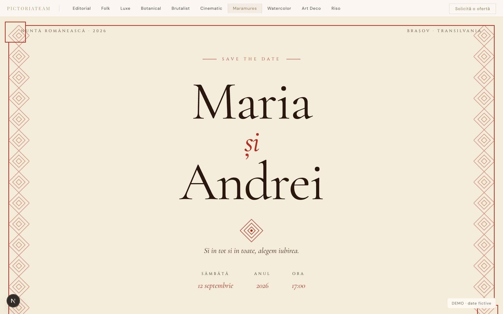 Sablon invitatie Maramures